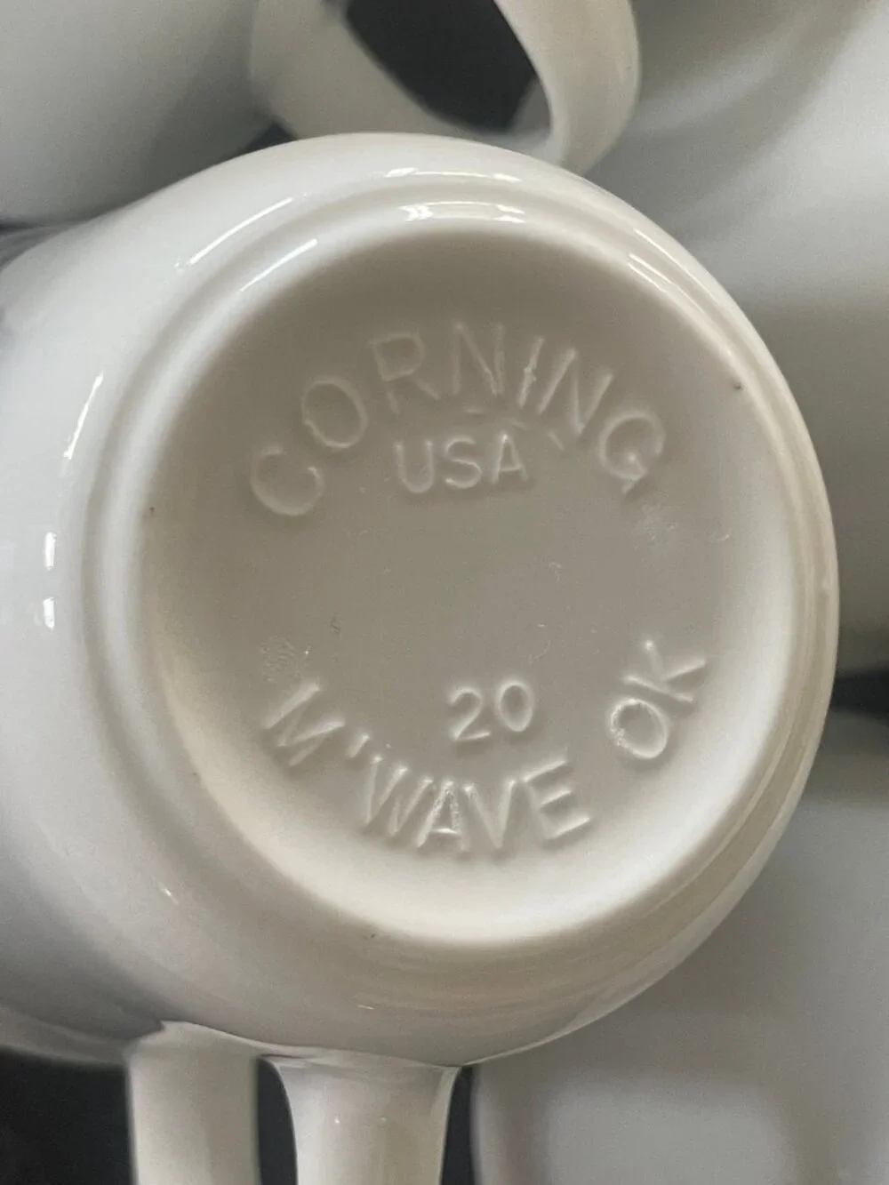CORNING white mugs, set of 8